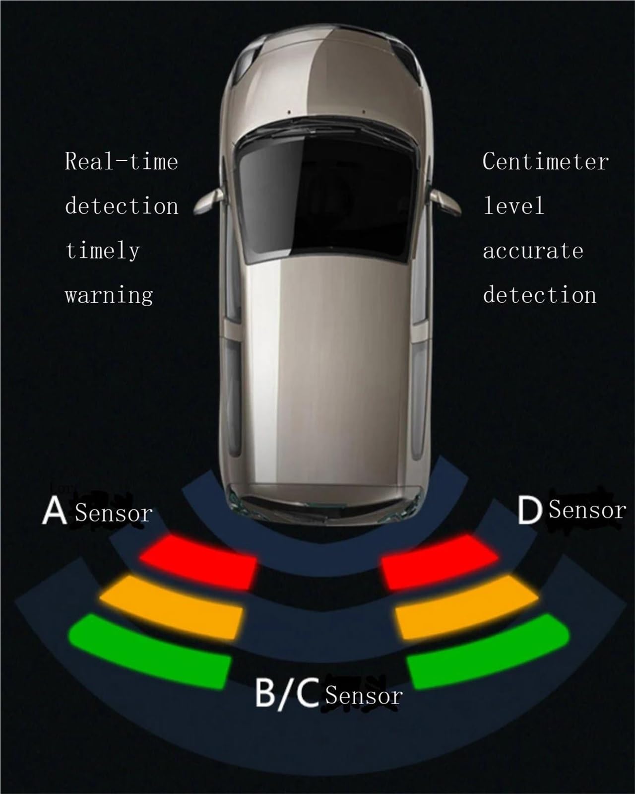 Sensor Estacionamiento Kit sensores aparcamiento coche sonda indicadora alerta sonido, Radar marcha atrás Universal, 12V, 22mm, 4 zumbadores sensores aparcamiento(Gray sensors)