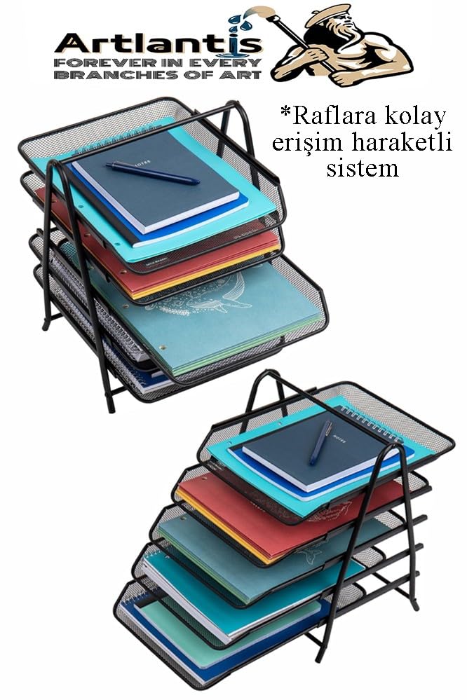 5 li Metal Evrak Rafı Gri 1 Paket Masaüstü A4 Dosya Düzenleyici