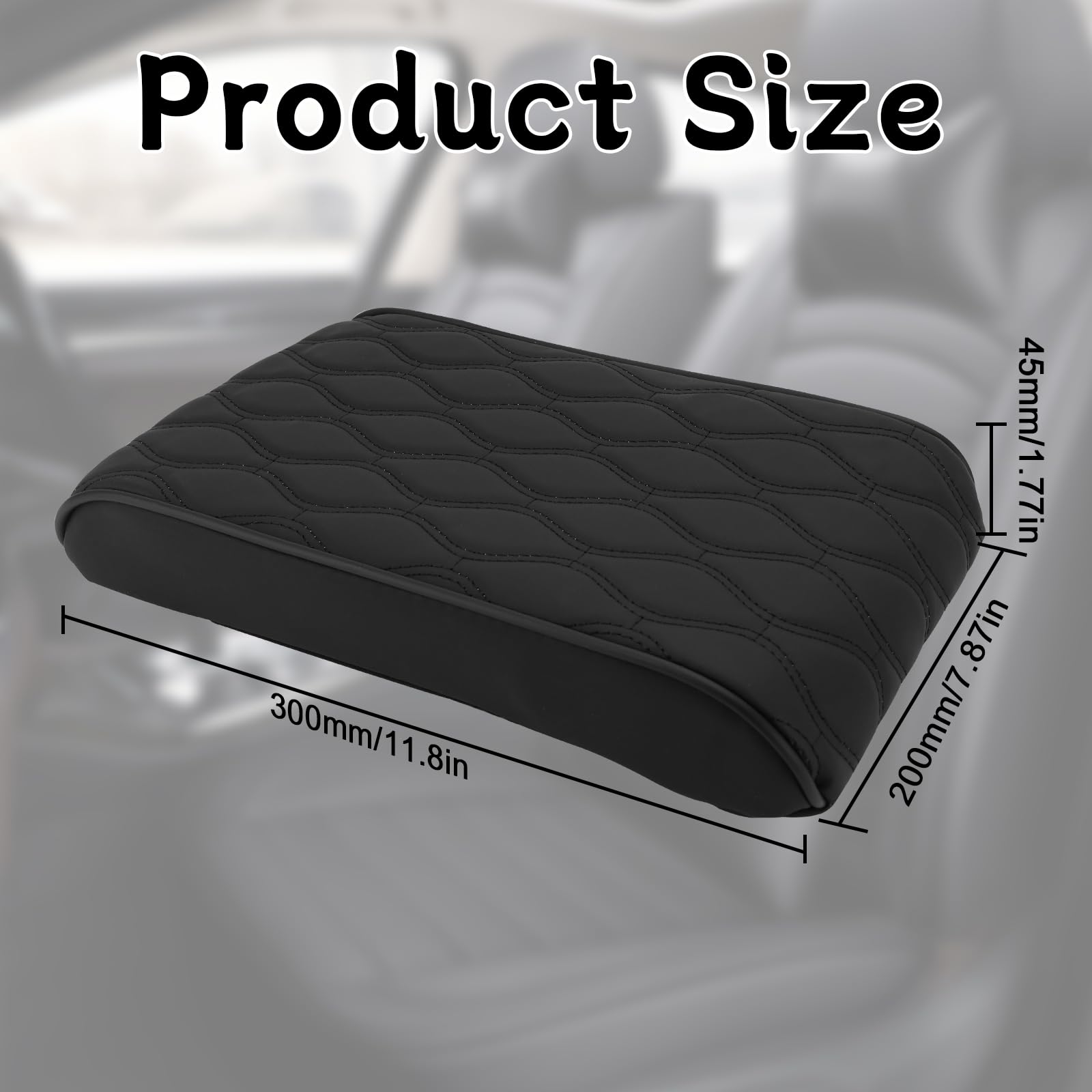 LPZMPZ Armlehne Auto Memory Cotton Car Armrest Box Pad, Auto Mittelkonsole armlehne Kissen, Auto Armlehnenkissen aus Leder, für Kompactwagen und Einige Limousinen der A-Klasse (Schwarz)