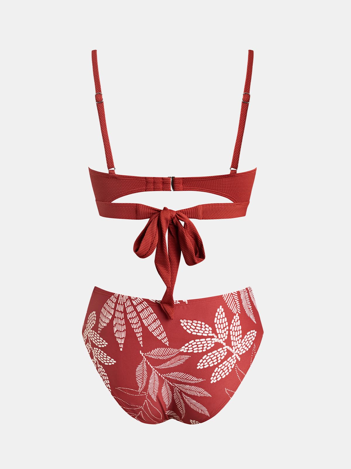 CUPSHE Ensemble bikini deux pièces pour femme avec col en cœur et bretelles réglables texturées et bas taille moyenne