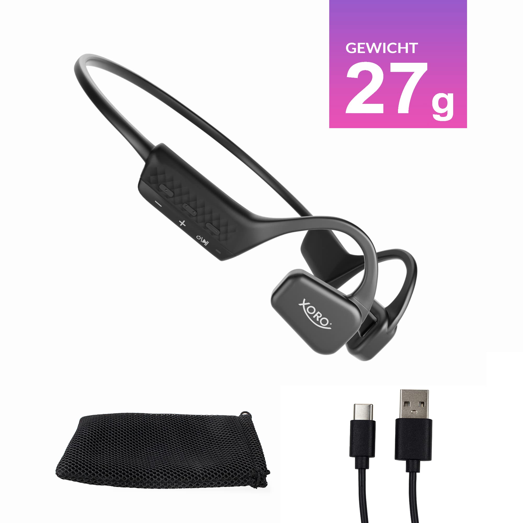 Xoro KHB 35 Écouteurs Intra-Auriculaires révolutionnaires Ouverts avec Batterie pour 8 Heures d'écoute de Musique, Mains Libres, Bluetooth, idéal pour Les activités de Plein air, Les éclaboussures et