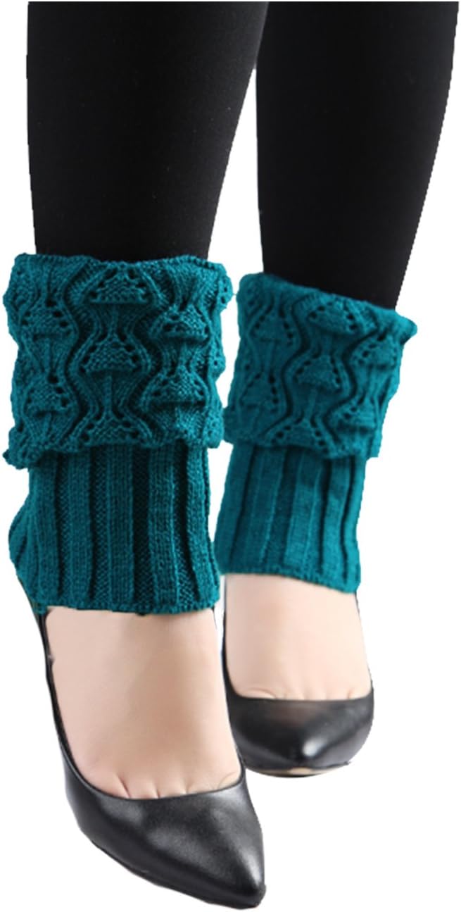uxcell Women's Knitted Design Solid Warm Thick Knee High Length Ribbed Leg Warmers