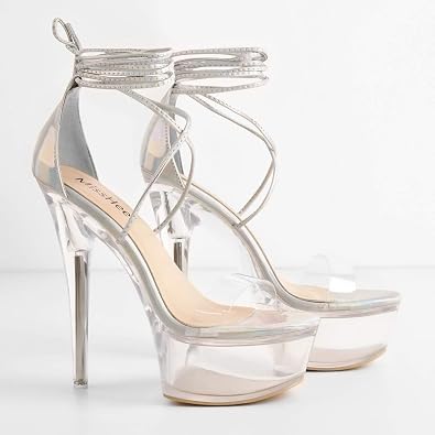 MissHeel Clear Platform Sexy Heels Lace-up Stiletto Heel