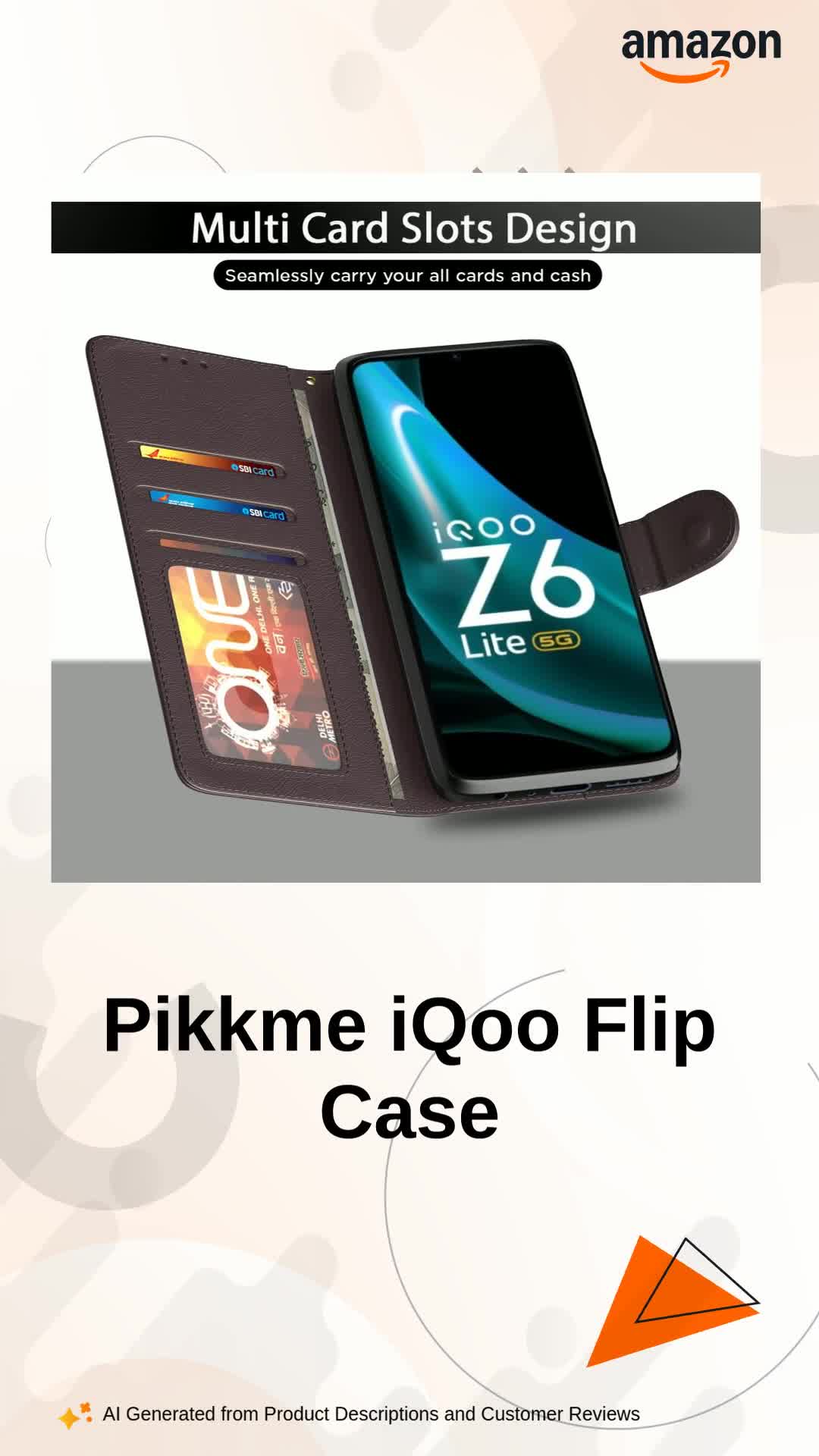 Pikkme iQoo Z6 Lite 5G Flip Case Leather Finish | Inside TPU with