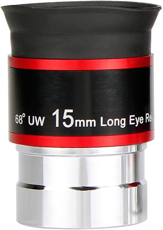 SVBONY Telescopes Eyepiece 15mm 68 Degree Ultra Wide Angle Bundle with Barlow Lens 2X SV221 90 Degree Diagonal Mirror