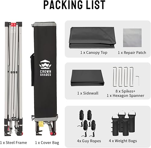 Miniatura 42 de CROWN SHADES - Toldo desplegable de 10 x 10 pies con 1 pared lateral, tienda de campaña de playa que se arma con solo presionar un botón, glorieta