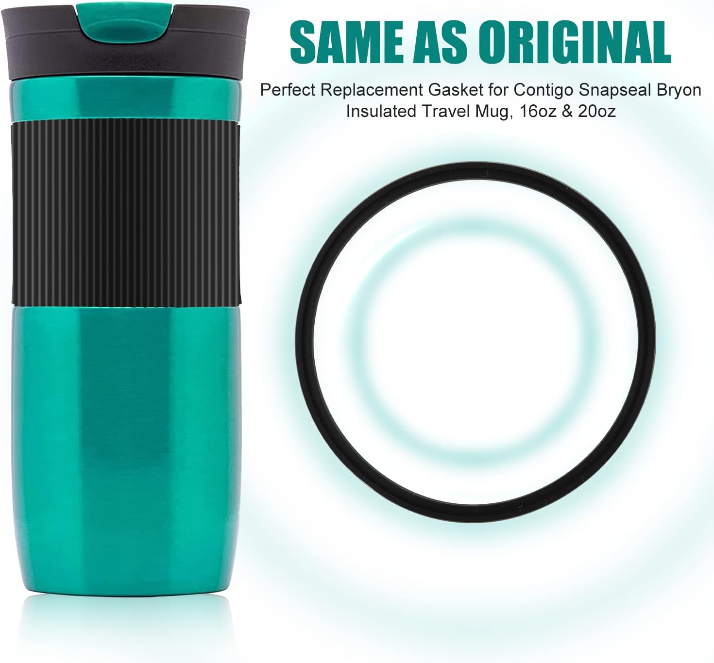 6pcs Replacement Rubber Lid Seals Compatible with 16 & 20 oz Contigo Snapseal Byron Travel Mug Ring, Leak-Proof Rubber Seals Lid Gaskets Replacement for Contigo Mugs (Black)
