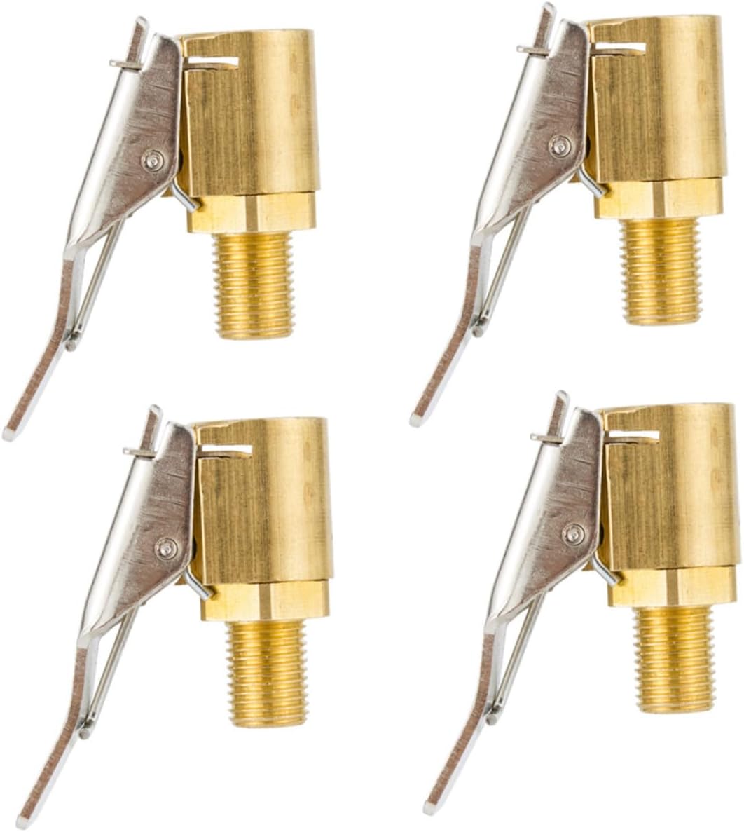 4pcs Brass Tire Inflator Air Chuck with Quick Clip Clamp for Car and Truck Tire Valves Secure Attachment Lightweight and Easy to Use Air Pump Connector