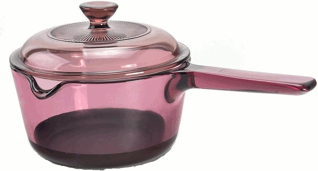 Corning Vision Cranberry 1 Liter Non-stick Saucepan with Pour Spout & Lid