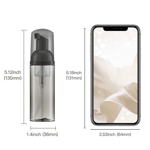 Miniatura 10 de Botella con bomba de espuma de 2 oz (3 unidades) Dispensador de espuma de viaje vacío para jabón de manos, limpiador de pestañas, champú (2.3 fl oz,