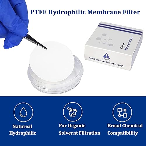 Miniatura 2 de Filtros de membrana de disco de PTFE hidrófilos, diámetro 1.850 in, tamaño de poro 0,22 m, paquete de 50