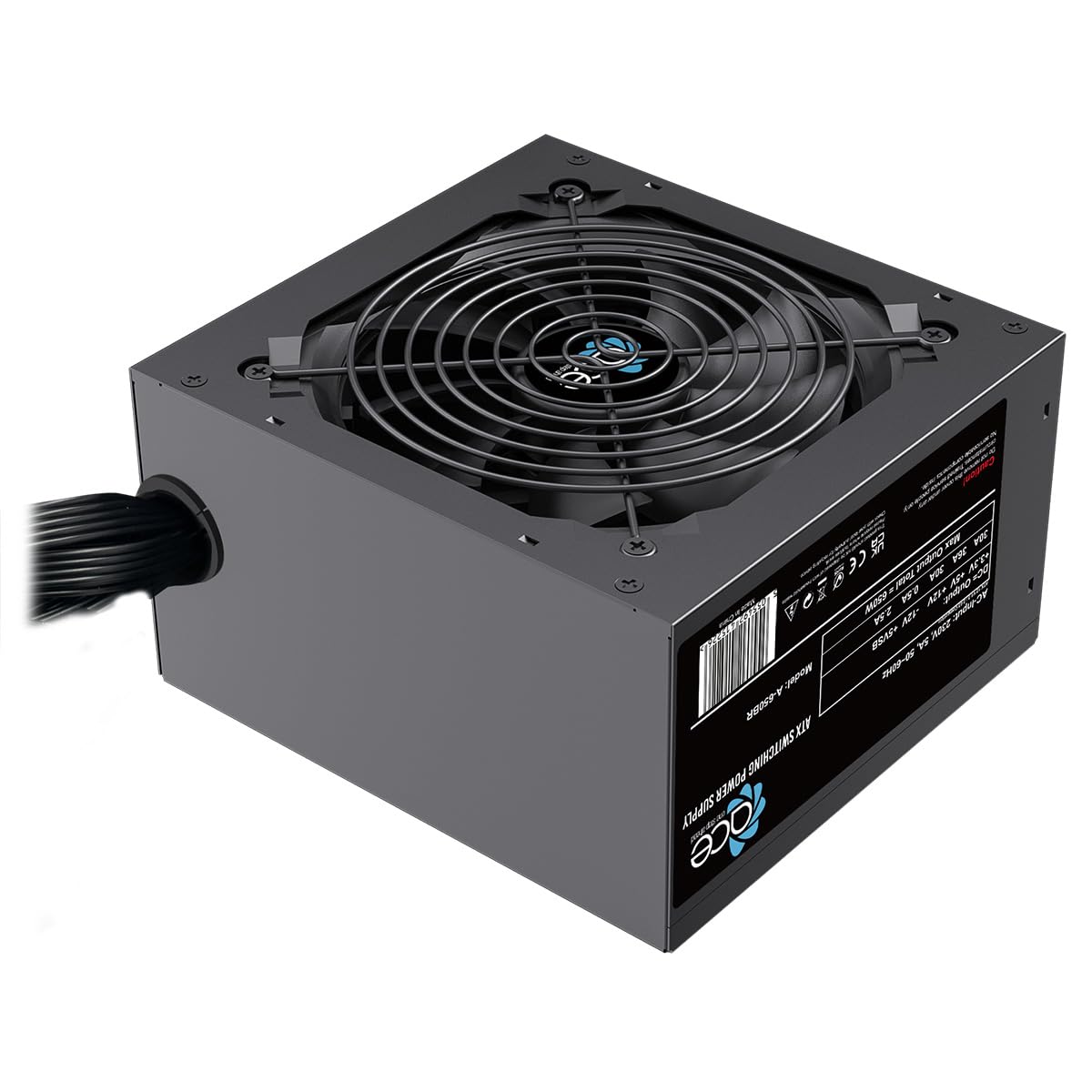 Ace Power - Alimentatore switching ATX da 750 W, alimentatore per PC desktop, ventola silenziosa da 120 mm, 8 pin 12 V (4+4), PCI-E 6+2 pin, 6 x SATA