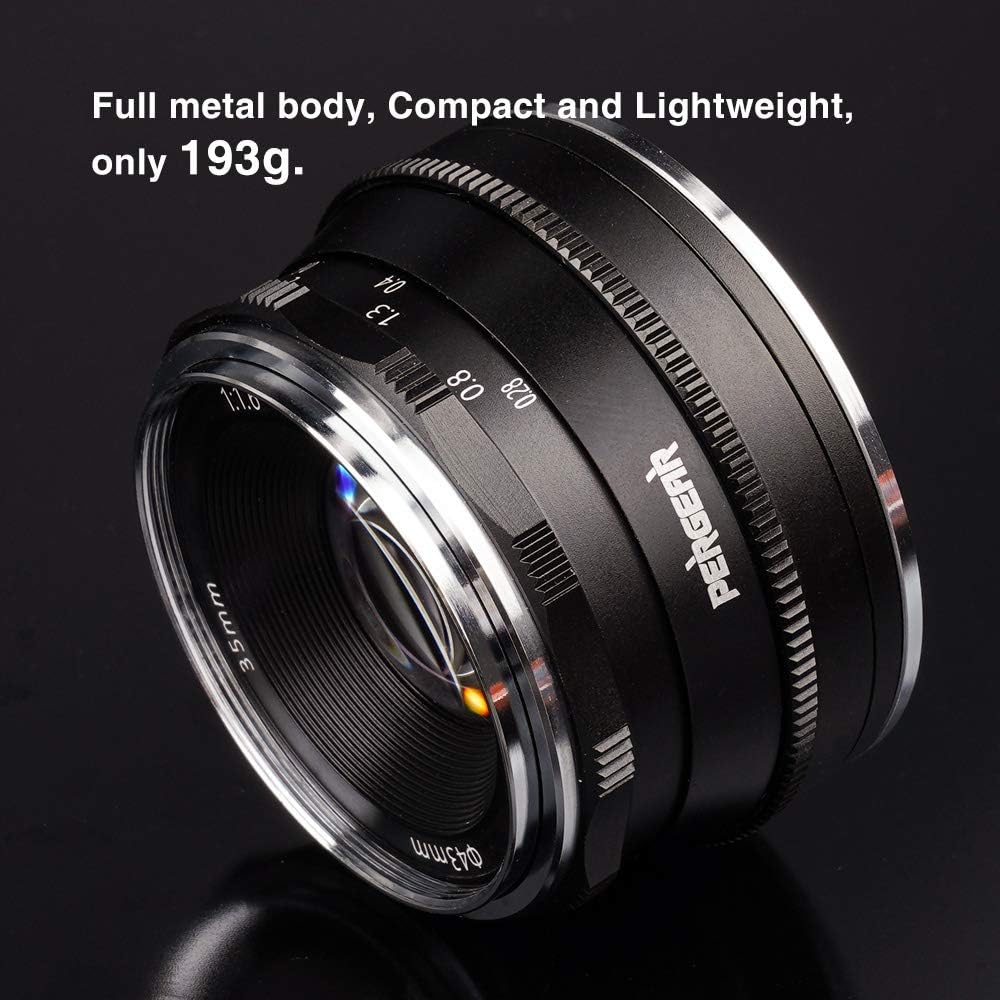 Up To 40% OFF PERGEAR 35mm F1.6 Manual Focus Fixed Lens Compatible with Sony E-Mount Cameras NEX-5 NEX-C3 NEX-5N NEX-7 NEX-F3 NEX-5R NEX-3N NEX-5T A3000 A5000 A6000 (Black)