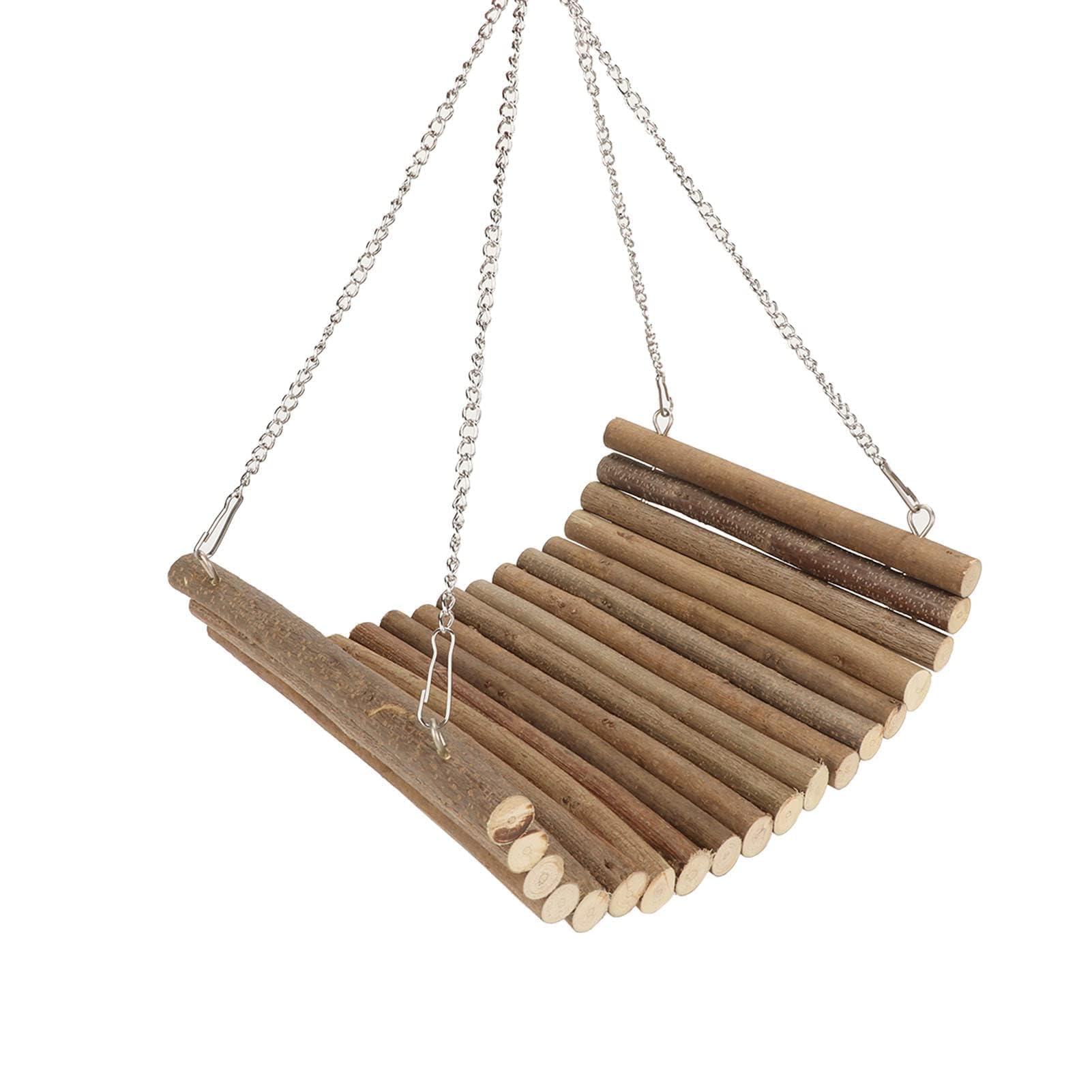 Altalena in Legno per Piccoli Animali, 20x30 cm, Amaca Sospesa per Criceti, Cincillà, Scoiattoli, Conigli e Uccelli