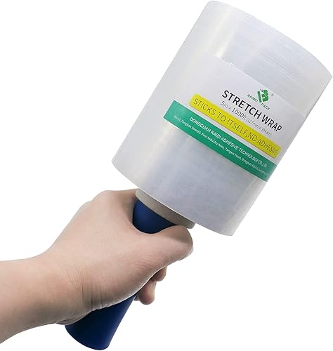 Miniatura 4 de BOMEI PACK Mini película elástica industrial transparente de 5 pulgadas x 1000 pies, paquete de 4 con asa, envoltura de plástico grueso de calibre