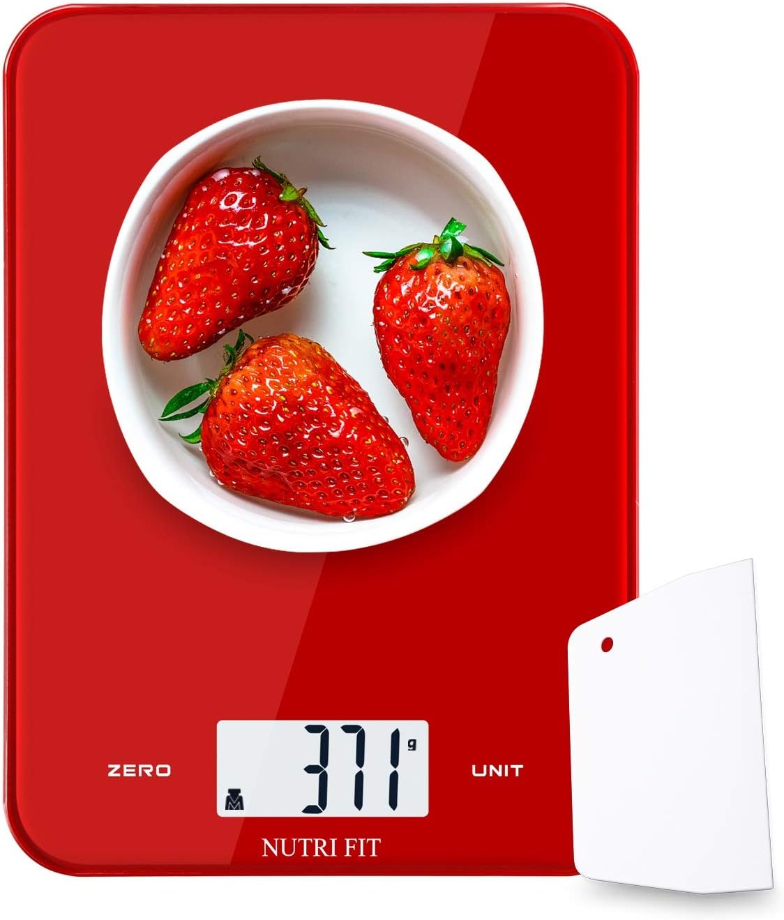 Digital Kitchen Scale Multifunction Food Scale,17.6lb 8kg,Baking Scale with Dough Scraper for Cooking by NUTRI FIT,Large Display,Easy to Clean,Ultra Slim