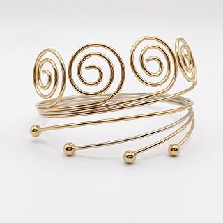 HEART CHOICE Gold Spiral Upper Arm Cuff Bracelet, Adjustable Multi-Band with Ball Accents, Statement Jewellery for Women Price In India