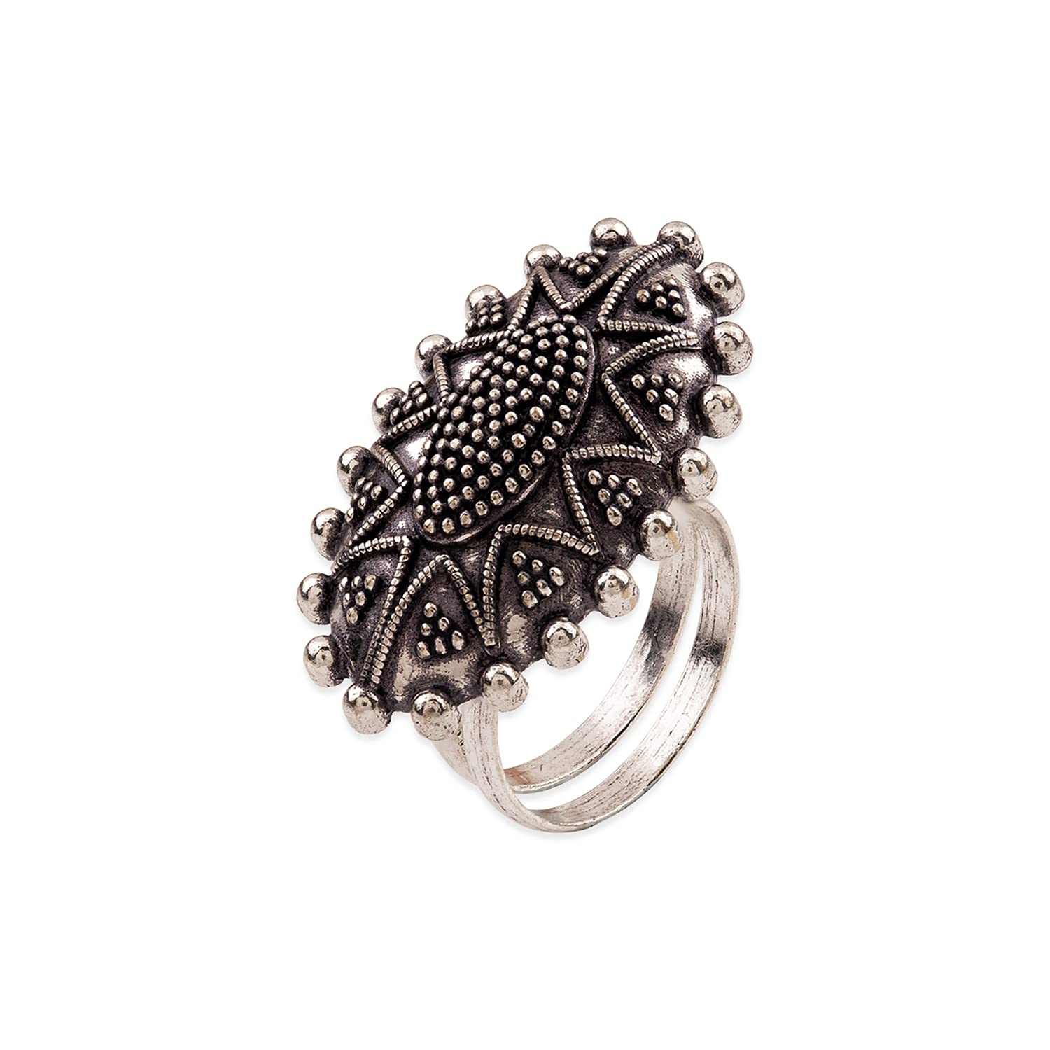 VOYLLARava Ball Trending Silver Oxidized Ring for Women