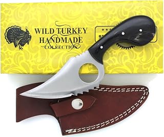 Wild Turkey Handmade Fixed Blade Bone Collector Skinning Knife w/ Leather Sheath.. (Horn) - Wild Turkey Handmade