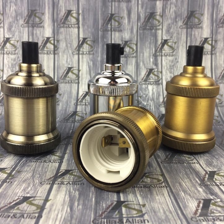 vintage E26/27 lamp socket brass finish retro light lamp base holder DIY aluminium lamp holder - (Color: brass; Base Type: 3 units)
