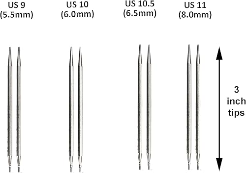 Miniatura 3 de ChiaoGoo Twist Red Lace Shorties - Juego de agujas de tejer intercambiables 7230-L de 3 pulgadas, color amarillo grande, US 9, 10, 10.5, 11 de acero