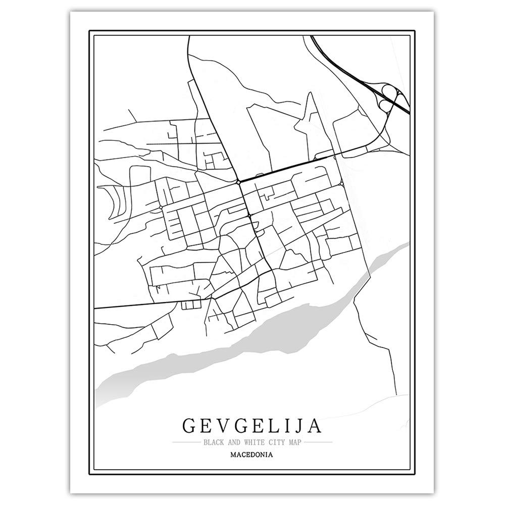 Carte de Gevgelija Macédoine poster vertical géant pour habiller un grand mur vide