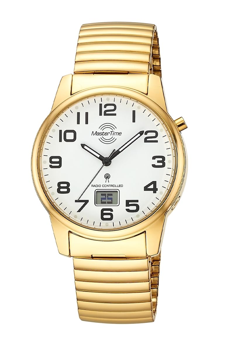 Master Time Funk Quarz Herren Uhr Analog mit digitalem Datum mit Edelstahl Armband MTGA-10946-12Z