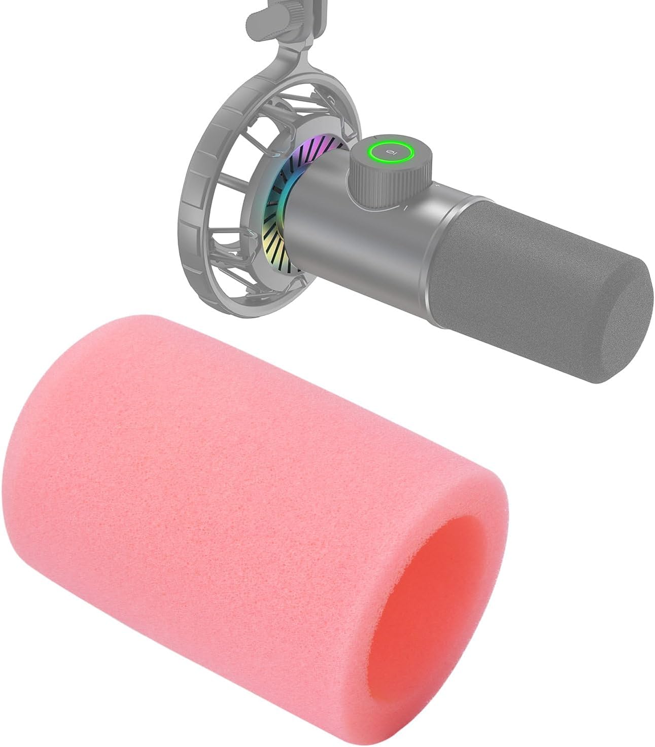 Fifine K658 Microphone Pink Pop Filter Windscreen, Noise Reduction Gaming Mic Foam Covers, Mic Foam Cover Pop Filter Compatible with Fifine K658 by SUNMON(Pink)