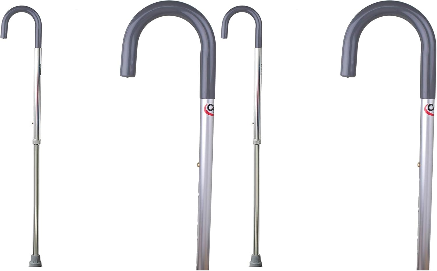 Carex Cane for Men - Men's Round Handle Silver Cane - Adjustable Walking Cane for Men (Pack of 2)