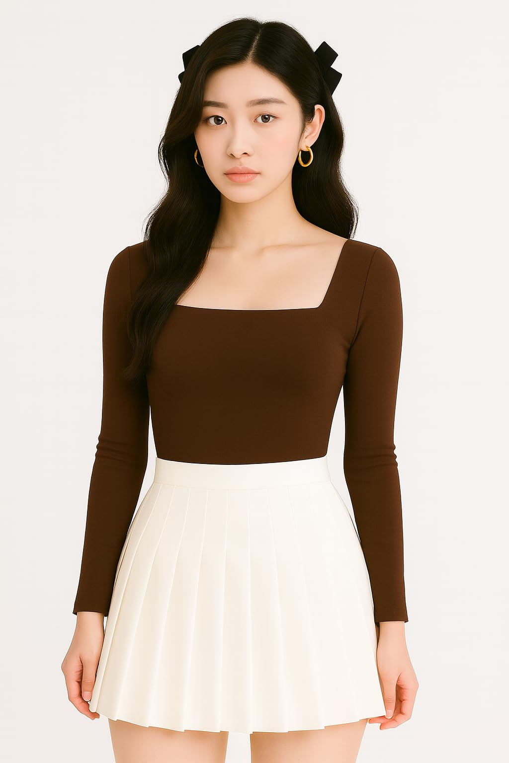 sugarcanne Women's Square Neck Full Sleeve Crop Top, Korean Style Top for Women -Perfect with Jeans, XS-L-picture-25