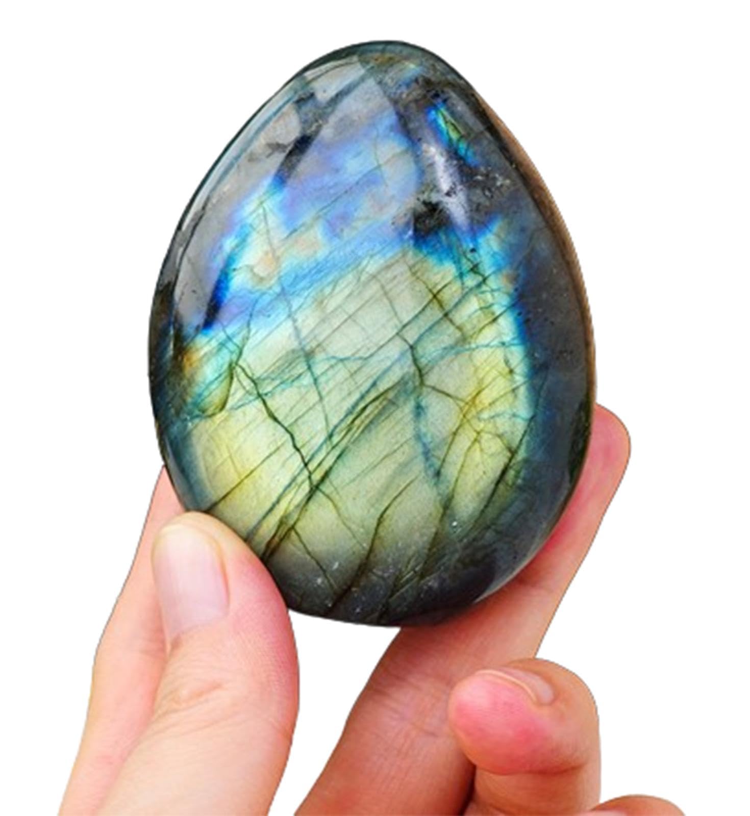 HUJWLBWF Labradorite Crystal Raw Stones Palm Crystal Decor Gemstones Polished Palm Stones Worry Stone for Balancing,Home Decoration,200-250g