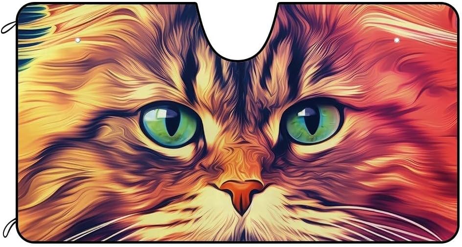 American Bobtail Himalayan Cat Windshield Sunshade for Car Truck SUV Cute Pet Face Front Windows Sunshade Blocks UV Rays Sun Heat 51x26.8 Inch Style 3