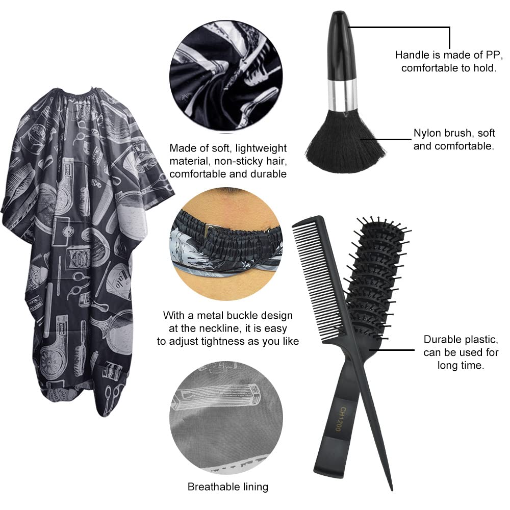 Haarschneideumhang Set 2 Stück Erwachsene Friseurumhang Delphin Muster Kinder Haarschneide Umhang Verstellbar Haar Salon Cape Frisörumhang mit Nackenbürste Nackenpinsel Haarkamm für Barbier