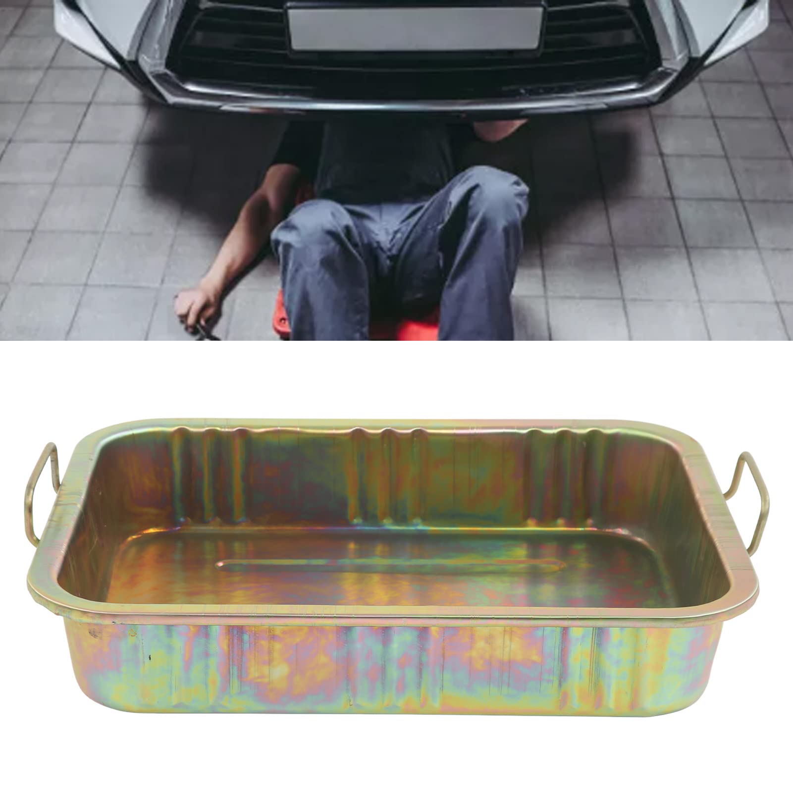 Bac de Vidange d'huile de Voiture Universel, Bac de Récupération d'huile, Bac de Récupération d'huile galvanisé, Récipient de Vidange en Métal Professionnel pour Véhicules