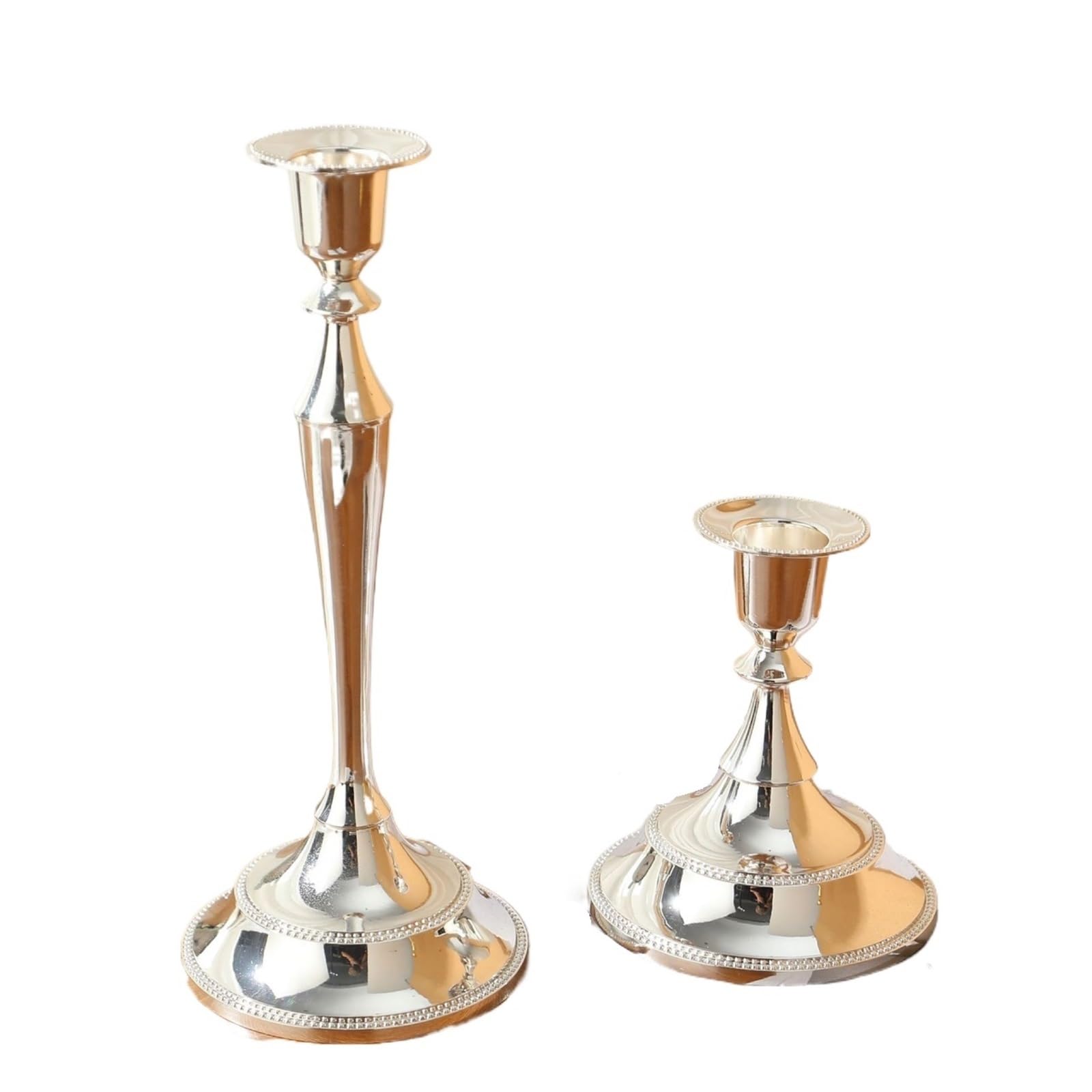 Wedding Zinc Alloy Retro Candle Holder Romantic Dinner Candlestick(Silver,S 12cm)