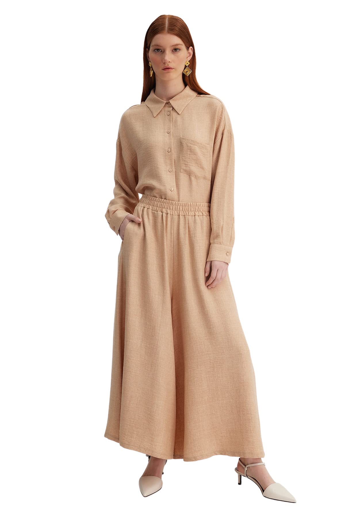 Trendyol Set Due Pezzi-Marrone-Regular Fit Camicia Donna