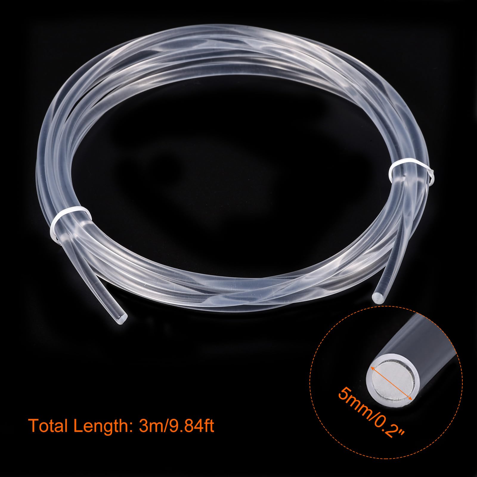 Rebower PMMA Side Glow Fiber Optic Cable, [for LED Light as Home, Party Decroation] - 0.2inch / 9.84 Feet / 1Pcs