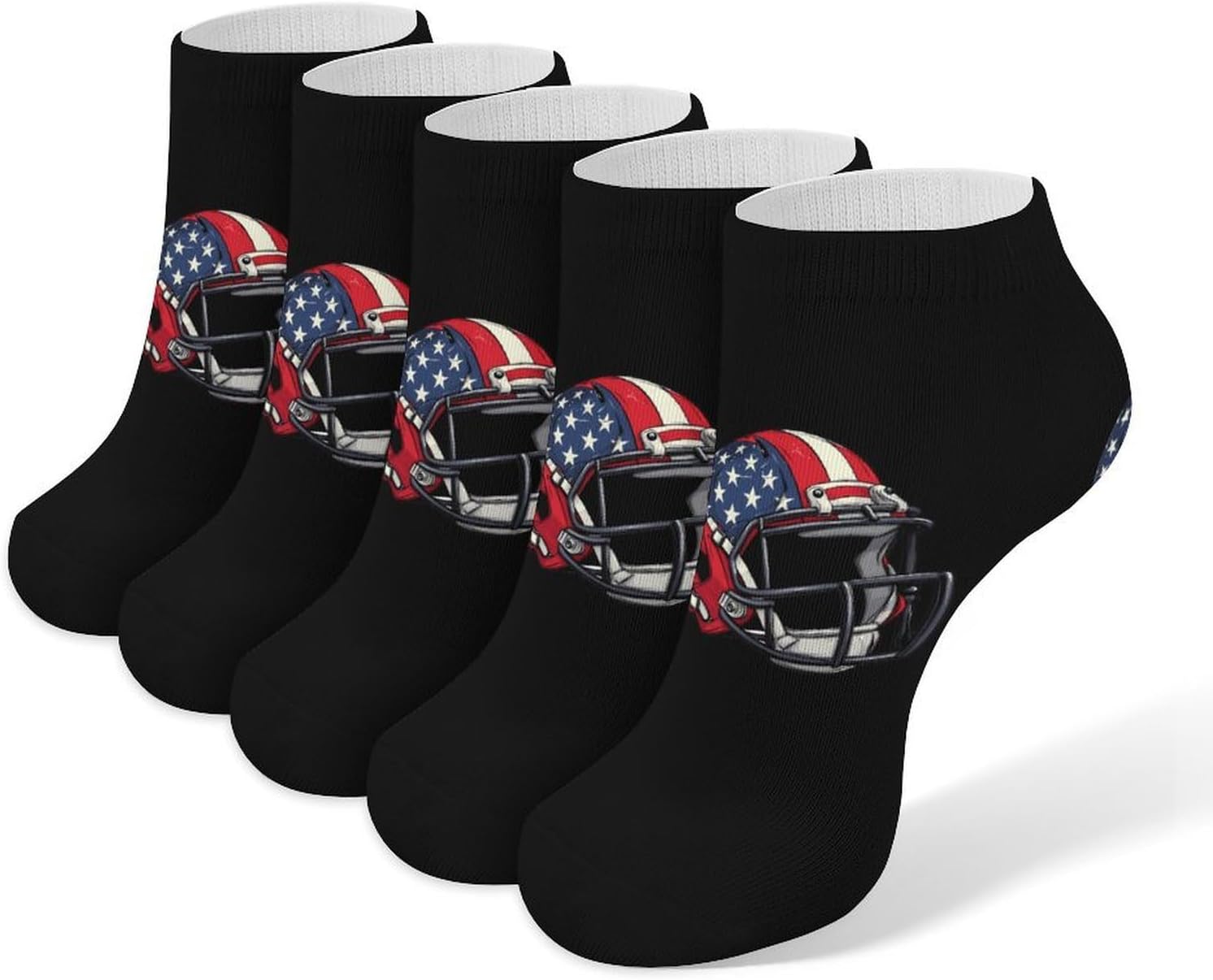 4th of July Flag of USA Motorcycle 5 Pairs Ankle Socks for Men Women No Show Low Cut Athletic Short Socks