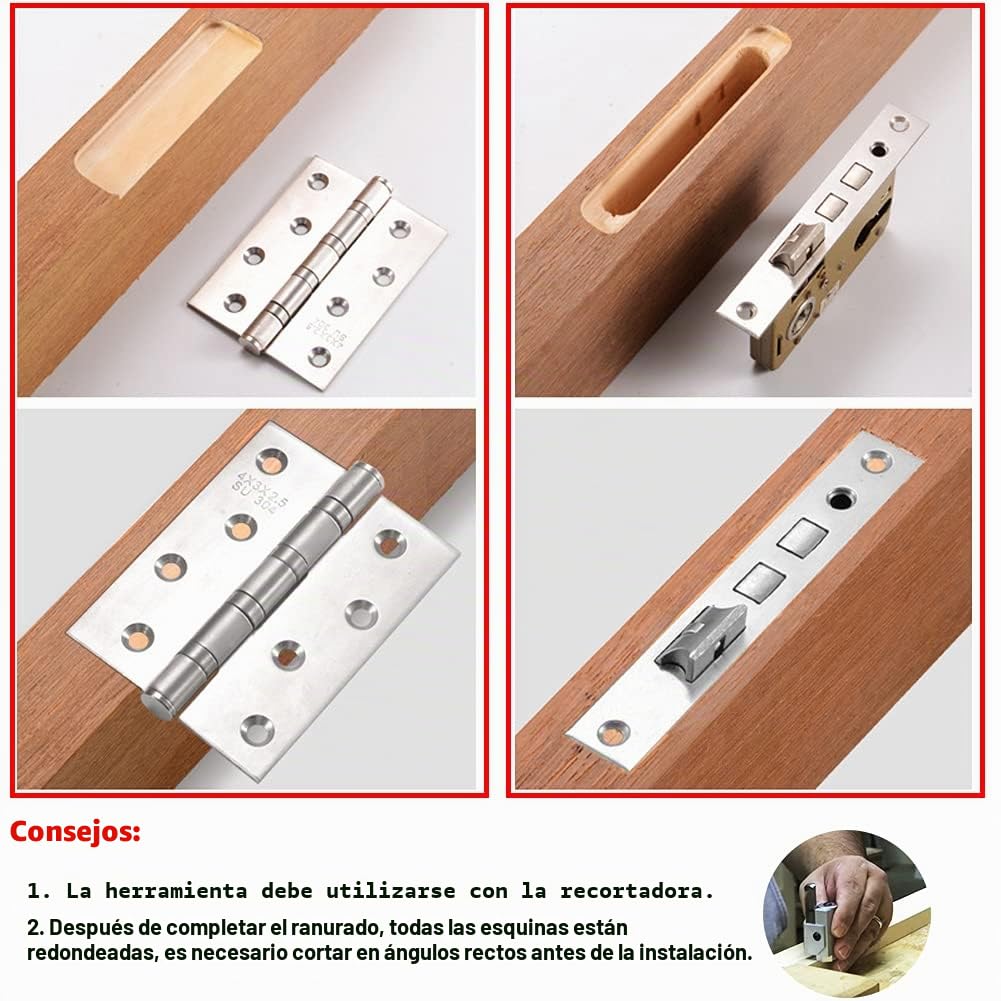 DUEBEL Aleación de Aluminio Plantilla de Puerta para Carpintería - Localizador de Ranurado con Guía de Orificio y Cerradura