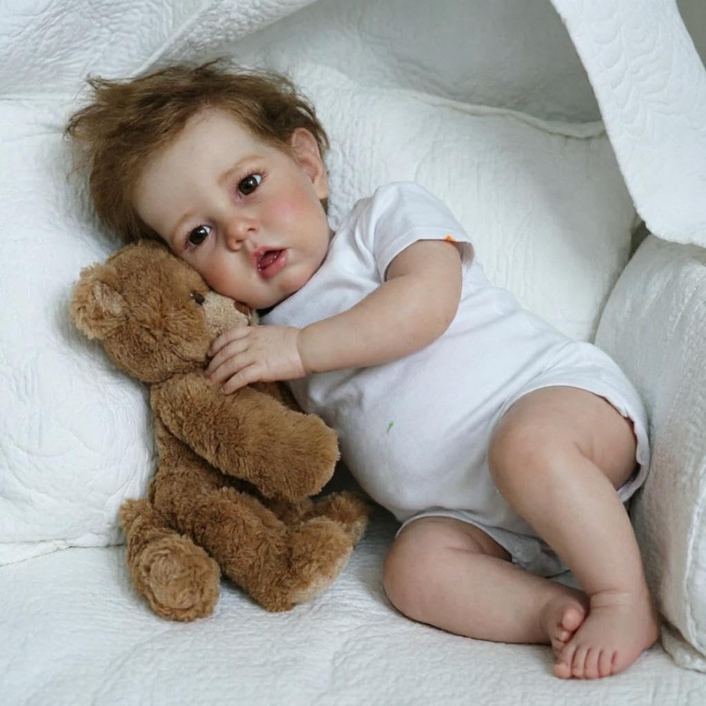 RXDOLL Realistyczne lalki Reborn Baby Dolls silikonowe na całe ciało, winylowe, chłopiec, prawdziwe życie Reborn maluch, realistyczna lalka noworodka, zabawka z zestawami do karmienia dla dzieci, na