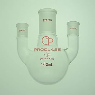 Proglass Straight 3 Necks Round Bottom Flask 100mL,Center 24/40,Sides 14/20