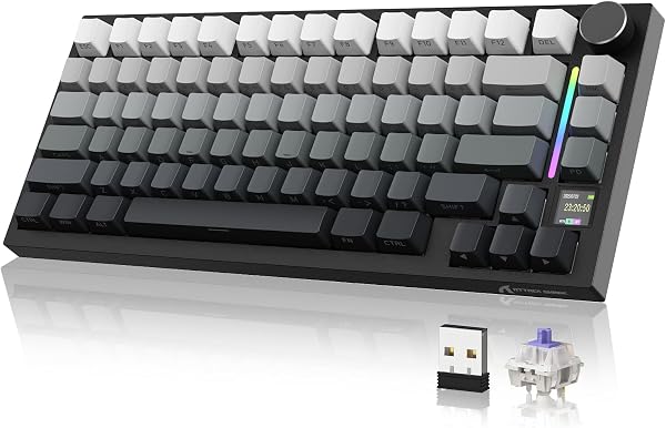 YINDIAO ATTACK SHARK X820 Ultra Gasket Mechanische Tastatur mit TFT-Bildschirm und Knopf, 75% ANSI-Layout, 2,4 GHz/BT/Wired, 5 Sound-Absorbing Foams, Hot-Swap, für PC, MAC (Mondlicht, Gift Switch) - 1