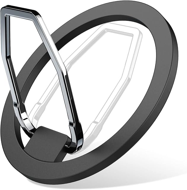 YOSH Magnetic Phone Ring Holder, iPhone Ring Holder Grip for iPhone 13 12 MagSafe Accessories, Adjustable Ring Phone Holder, Finger Stand Phone Ring Grip, Removable Holder for Wireless Charging-Black