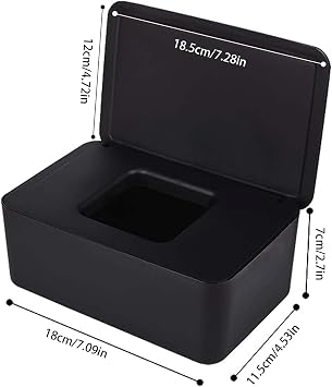 Modern Desktop Tissue Box Holder, Facial Tissue Dispenser Box, Cover Holder Napkin Organizer Enlarged Capacity Wet Tissue Box with Lid Sealed Rectangular Household (Black)