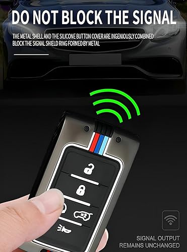 Miniatura 10 de Funda de metal para llavero Jeep, protector de llaves inteligentes compatible con Jeep Grand Cherokee L Grand Wagoneer 5 botones 2023 2022