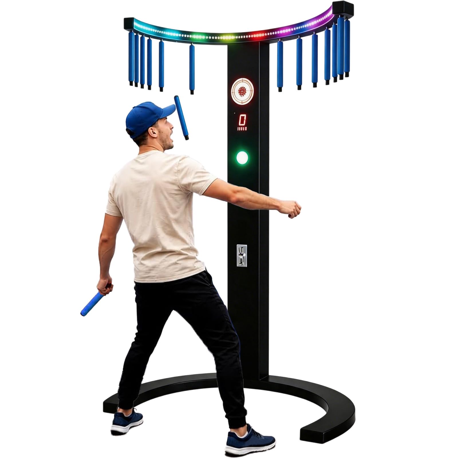 LADECNERHT Reflex Stick Challenge Game, Adjustable Speed Hand-Eye Coordination Trainer Arcade Machine for Events, Rentals, and Family Game Nights, with Music Reaction