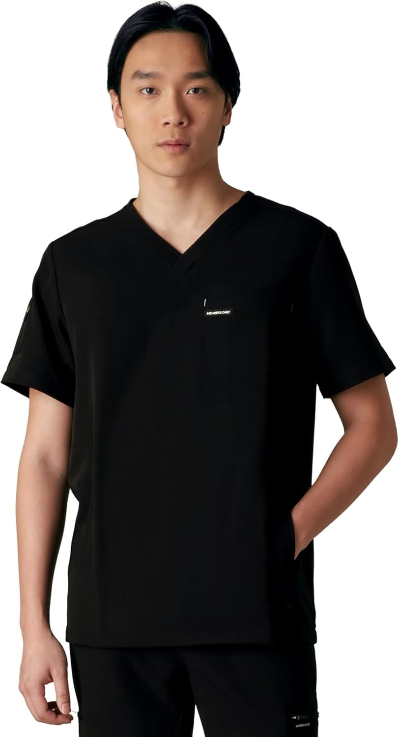 Members Only Manchester V-Neck Scrub Top with Pockets | Medical Scrubs for Men |Hospital Uniform | Comfortable Stretch Fabric