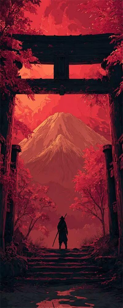 Diamond Art Painting Kits for Adults 40x80cm, 5D Large Diamond Painting Japanese Landscape Full Round Drill Gem Art Torii Gate Crystal Cross Stitch Paint by Numbers for Home Wall Decor -LR1127