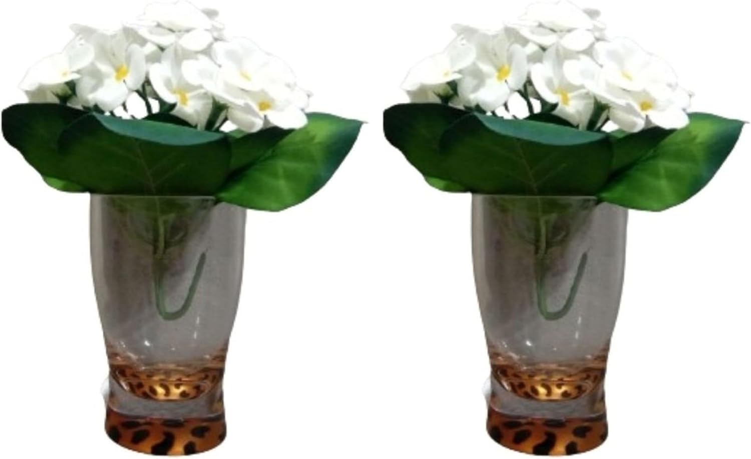 2 ADET VAZO DAHİL,VAZODA ÇİÇEK,BEYAZ YAPAY ÇİÇEK,VAZO DEKORATİF LEOPAR 6X6X16CM