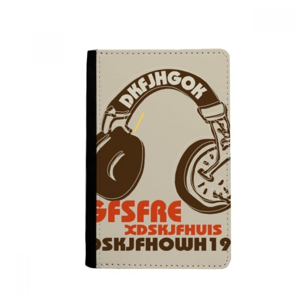 Brown Headset Rock Music Crazy Passport Holder Notecase Burse Wallet Cover Card Purse